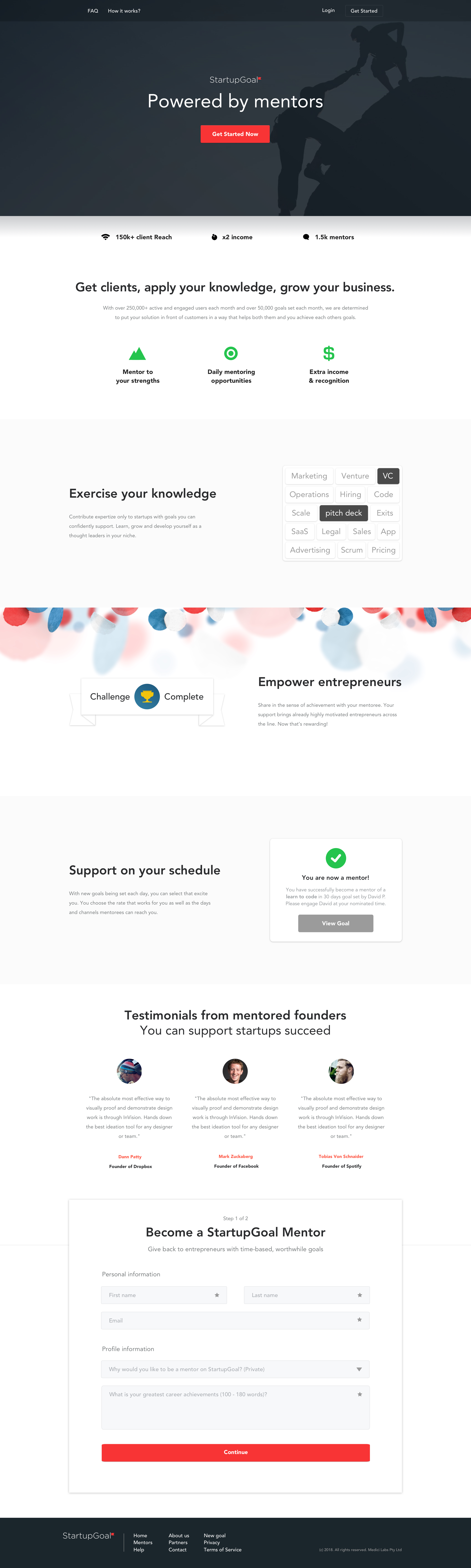 Startup Goal — Mentor registration full page